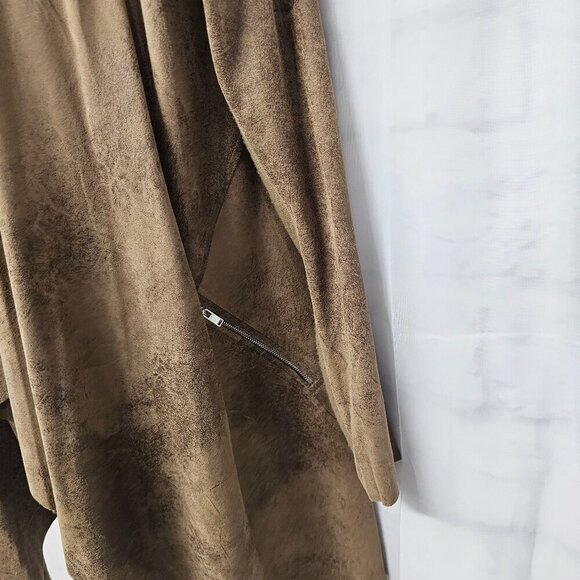 Zara Brown Faux Soft Leather Open Waterfall Boho Western Jacket XS - Picture 7 of 13